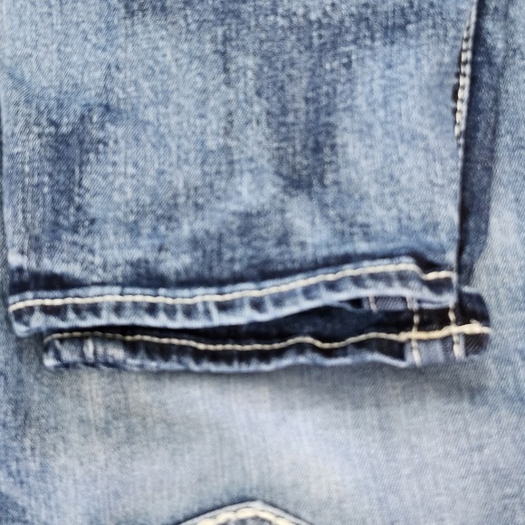 VIGOSS Chelsea Capri Jeans Sz 7/8 L25 Heritage Fit Distressed Embroidered - Picture 7 of 14